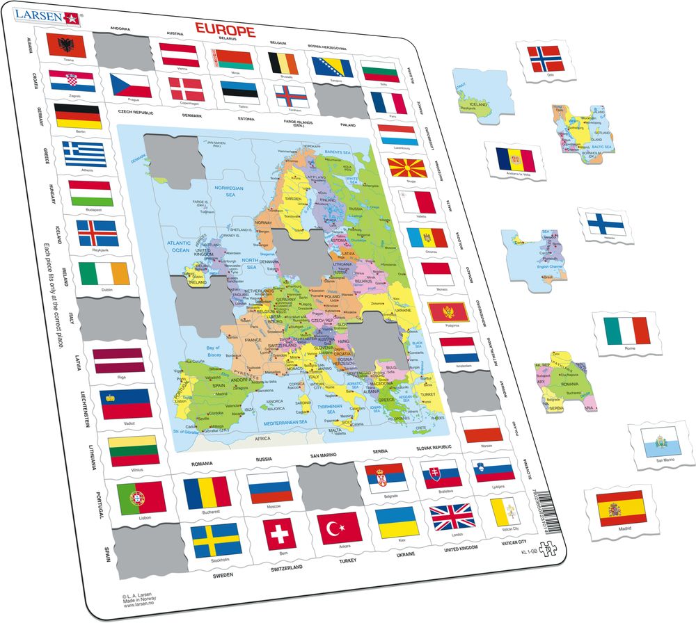KL1 - Flags and Political Map of Europe (Illustrative image 1)